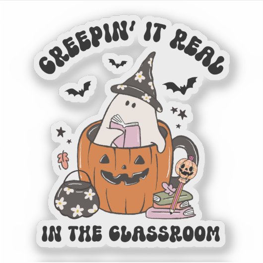 Creepin’ It Real in the Classroom Cute Teacher シール (正面)