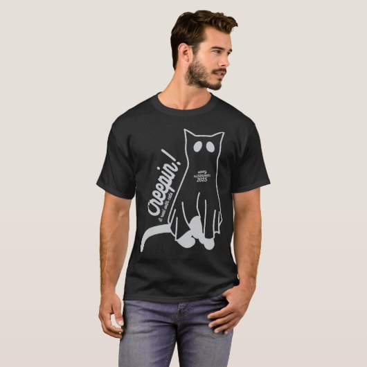 Creepin’ It Real with Cats – Funny Halloween Tシャツ (正面フル)