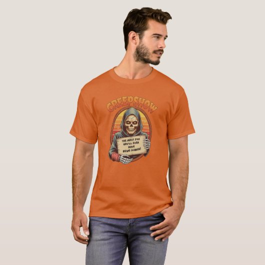 Creepshow Skeleton Retro Sunset Funny Scary girl Tシャツ (正面フル)