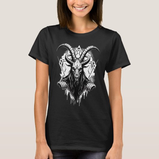 Creepy Baphomet  Occult Gothic Demon Tシャツ (正面)