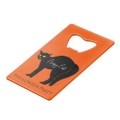 Creepy Black Cat Halloween クレジットカード栓抜き (正面アングル)