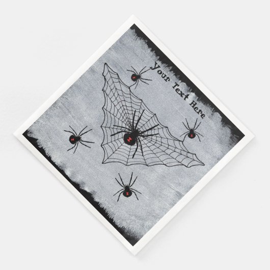 Creepy Black Widow Spiders in Web Ragged White (コーナー)