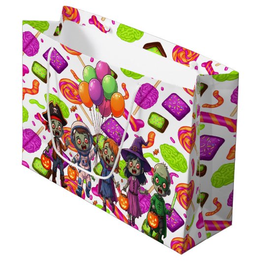Creepy Candy Zombie Mashup For Halloween ラージペーパーバッグ (正面アングル)