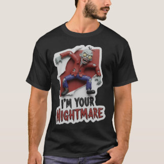 Creepy cartoon zombie with nightmare text tシャツ