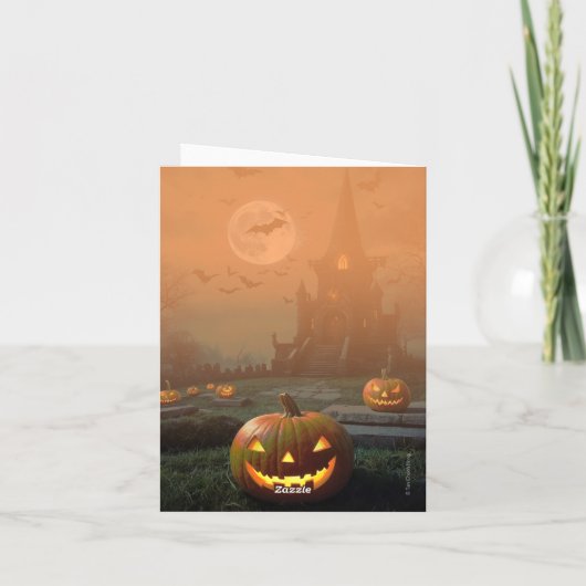 Creepy Chic Halloween Folded Invitation ノートカード (裏面)