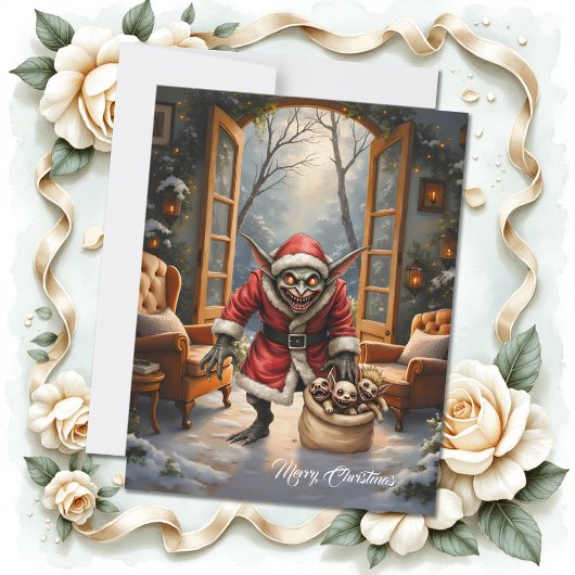 Creepy Christmas Goblin – Dark Fantasy Evil Santa  シーズンカード