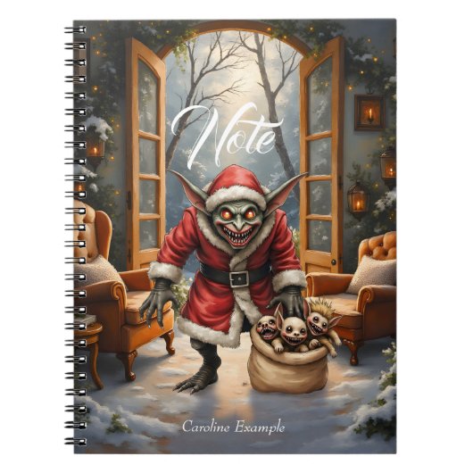 Creepy Christmas Goblin – Dark Fantasy Evil Santa  ノートブック (正面)