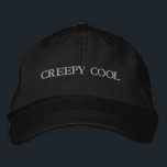 CREEPY COOL Show off your Spooky Style Black-Hat  刺繍入りキャップ<br><div class="desc">Show off your spooky style with the "CREEPY COOL" Embroidered Cap in classic black. This Alternative Apparel Basic Adjustable Cap blends comfort, quality, and attitude—perfect for Halloween season or year-round edge. With its one size fits all adjustable fit and bold embroidery, it’s a must-have for anyone who loves a mix...</div>