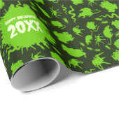 Creepy Crawlies Happy Halloween Add The Year Green ラッピングペーパー (ロールコーナー)
