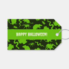 Creepy Crawlies Happy Halloween! Green Pattern ギフトタグ