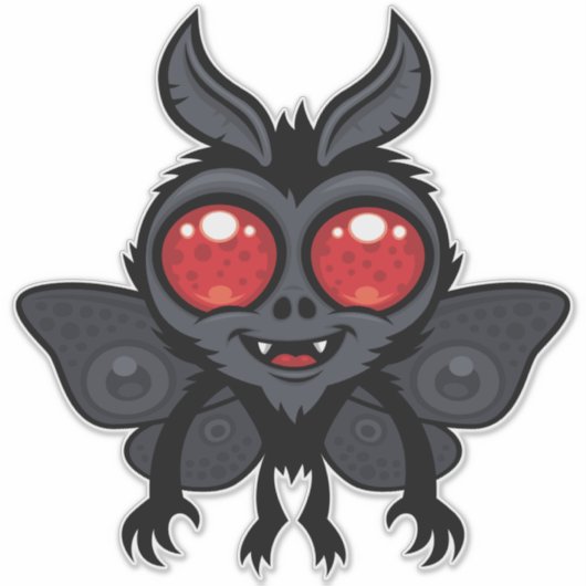 Creepy Cute Cryptid Mothman Monster シール (正面)