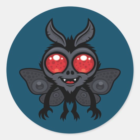 Creepy Cute Cryptid Mothman Monster ラウンドシール (正面)