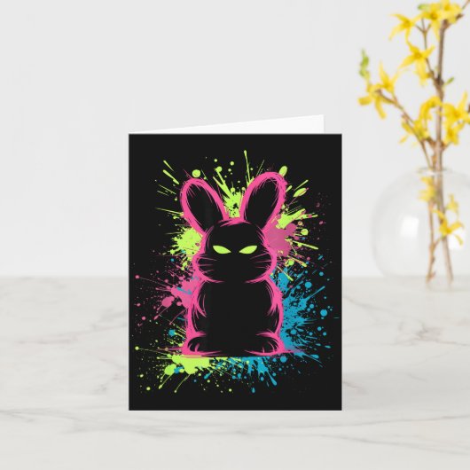 Creepy Cute Goth Bunny Horror Rabbit Sketch Alt Ng カード (黄色い花)