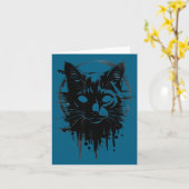 Creepy Cute Goth Cat Horror Kitty Sketch Alt Nge E カード (黄色い花)