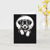 Creepy Cute Goth Dog Horror Puppy Sketch Alt Nge E カード (黄色い花)