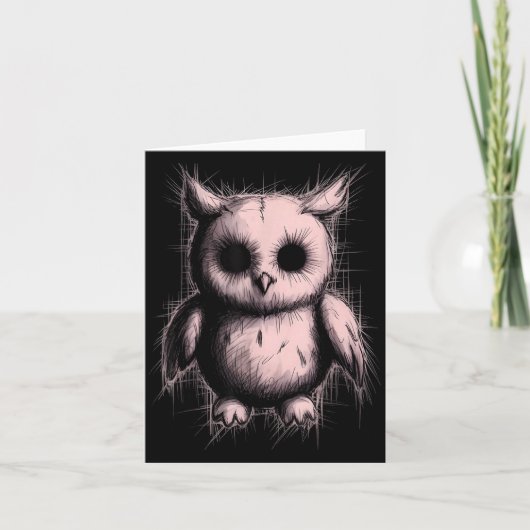 Creepy Cute Goth Owl Horror Sketch Alt Nge Evil  カード (正面)