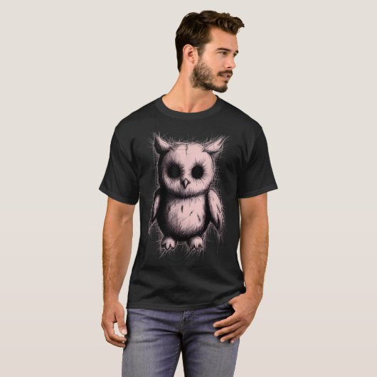 Creepy Cute Goth Owl Horror Sketch Alt Nge Evil  Tシャツ (正面フル)