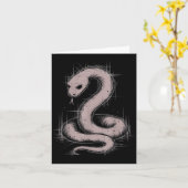 Creepy Cute Goth Python Horror Snake Sketch Alt Ng カード (黄色い花)