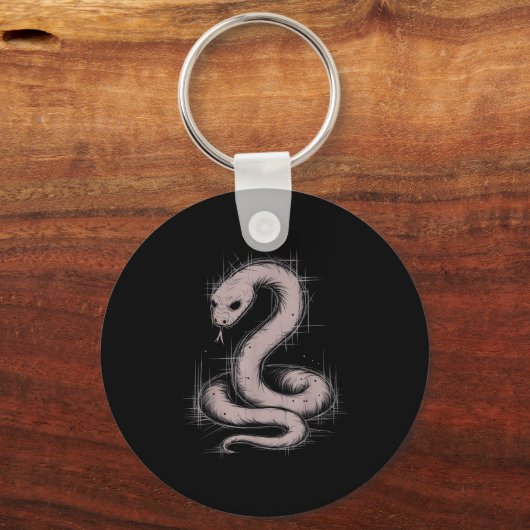 Creepy Cute Goth Python Horror Snake Sketch Alt Ng キーホルダー (正面)