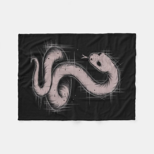 Creepy Cute Goth Python Horror Snake Sketch Alt Ng フリースブランケット (正面(横))