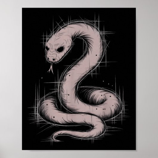 Creepy Cute Goth Python Horror Snake Sketch Alt Ng ポスター (正面)