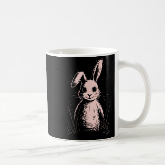 Creepy Cute Goth Rabbit Horror Bunny Sketch Alt Ng コーヒーマグカップ (右)
