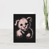 Creepy Cute Goth Teddy Lion Horror Sketch Nge Bear カード (正面)