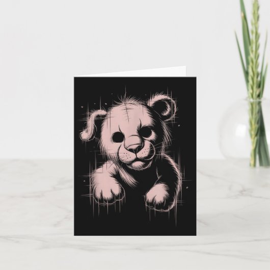 Creepy Cute Goth Teddy Lion Horror Sketch Nge Bear カード (正面)
