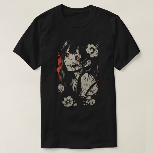 Creepy Cute Horror Anime Girl Gothic Art Tシャツ (デザイン正面)