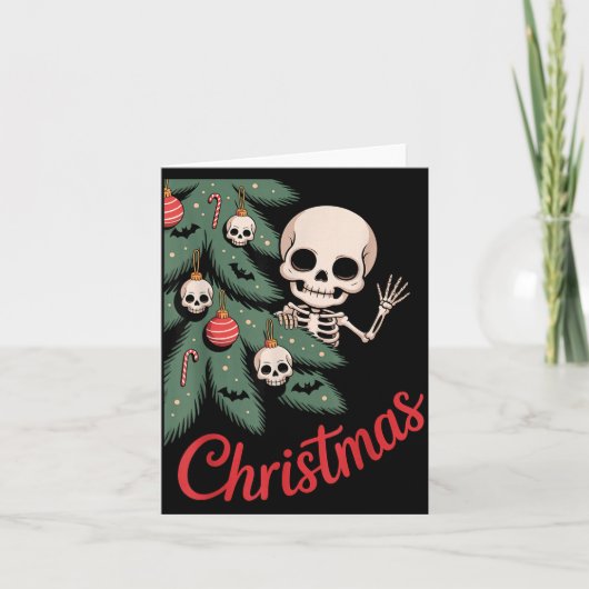 Creepy Cute Kawaii Skeleton Christmas Tree Skull B カード (正面)