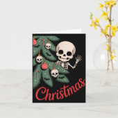 Creepy Cute Kawaii Skeleton Christmas Tree Skull B カード (黄色い花)