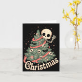 Creepy Cute Kawaii Skeleton Christmas Tree Skull B カード (黄色い花)