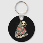 Creepy Cute Kawaii Skeleton Christmas Tree Skull B キーホルダー (正面)