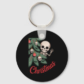 Creepy Cute Kawaii Skeleton Christmas Tree Skull B キーホルダー (正面)
