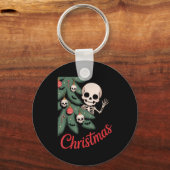 Creepy Cute Kawaii Skeleton Christmas Tree Skull B キーホルダー (正面)