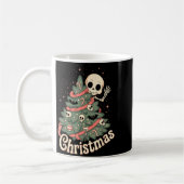 Creepy Cute Kawaii Skeleton Christmas Tree Skull B コーヒーマグカップ (左)