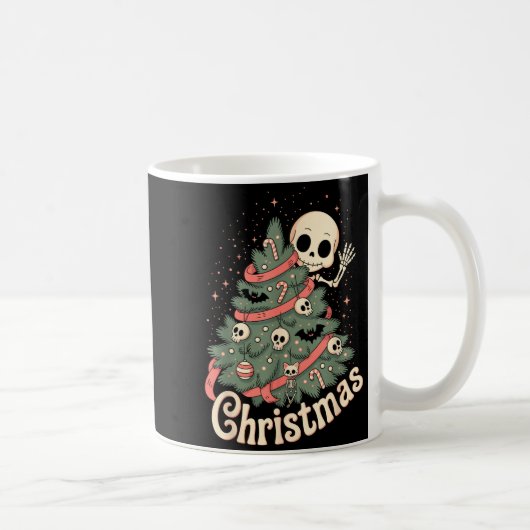 Creepy Cute Kawaii Skeleton Christmas Tree Skull B コーヒーマグカップ (右)