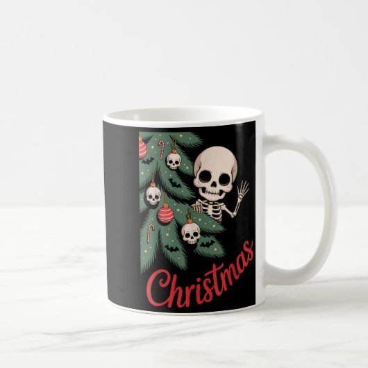 Creepy Cute Kawaii Skeleton Christmas Tree Skull B コーヒーマグカップ (右)