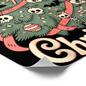 Creepy Cute Kawaii Skeleton Christmas Tree Skull B ポスター (角)