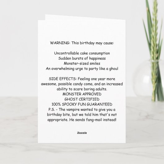 Creepy Cute Monsters Kids Birthday  カード (裏面)