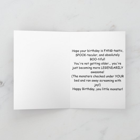 Creepy Cute Monsters Kids Birthday  カード (内部)