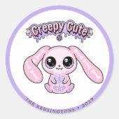 Creepy Cute Pastel Goth Bunny Easter Sticker ラウンドシール (正面)