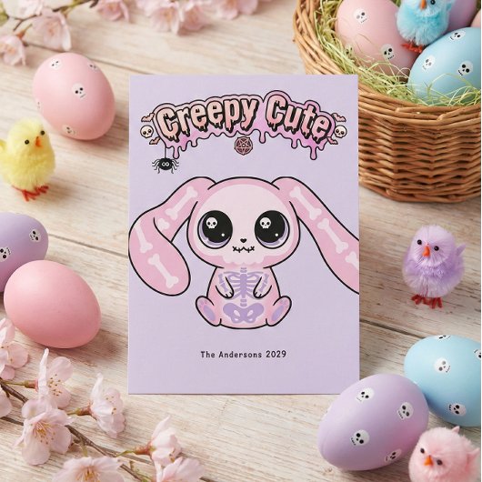 Creepy Cute Pastel Goth Easter Skull Bunn シーズンカード
