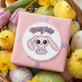 Creepy Cute Pink Goth Bunny Easter Sticker ラウンドシール