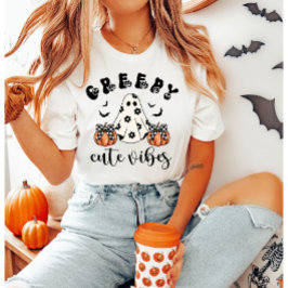 Creepy Cute Vibes Retro Ghost & Pumpkin Coquette  Tシャツ