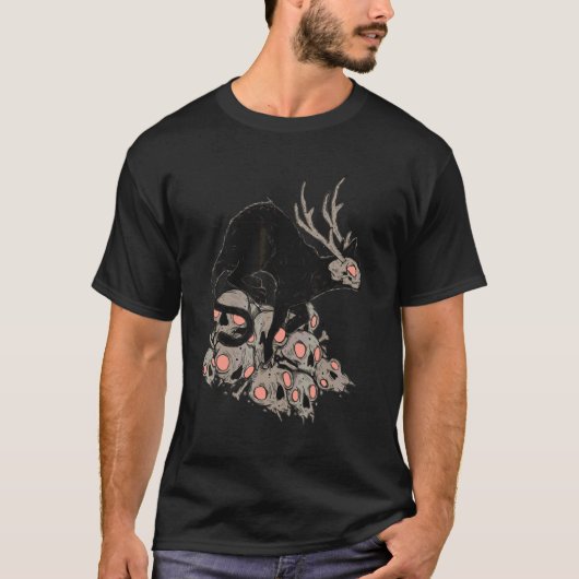 Creepy Demon Cat Horror Art Tシャツ (正面)