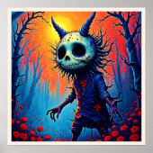 Creepy Demon in Spooky Woods Design ポスター (正面)