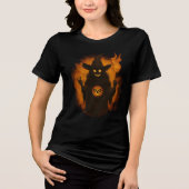 Creepy Fiery Witch Halloween Art トライブレンドＴシャツ (正面)