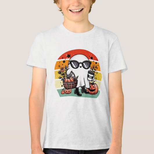 Creepy Funny Halloween Casual Ghost トライブレンドTシャツ (正面)