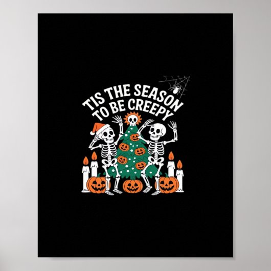 Creepy Funny Skeleton Halloween Spooky ポスター (正面)